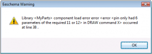 KiCAD Eeschema Component Load Error message