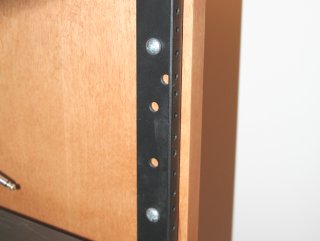 Rails mounted with 3/4-inch sheet metal screws